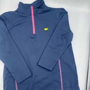 The Masters Golf Kids Navy and Pink Quarter-Zip Pullover